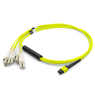 Image of AddOn Networks MPO - LC x 4 2m fibre optic cable MPO/MTP 4x LC OM4...