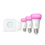 Philips Hue White and colour ambience Starter kit: 3 E27 smart bulbs (1100) + dimmer switch