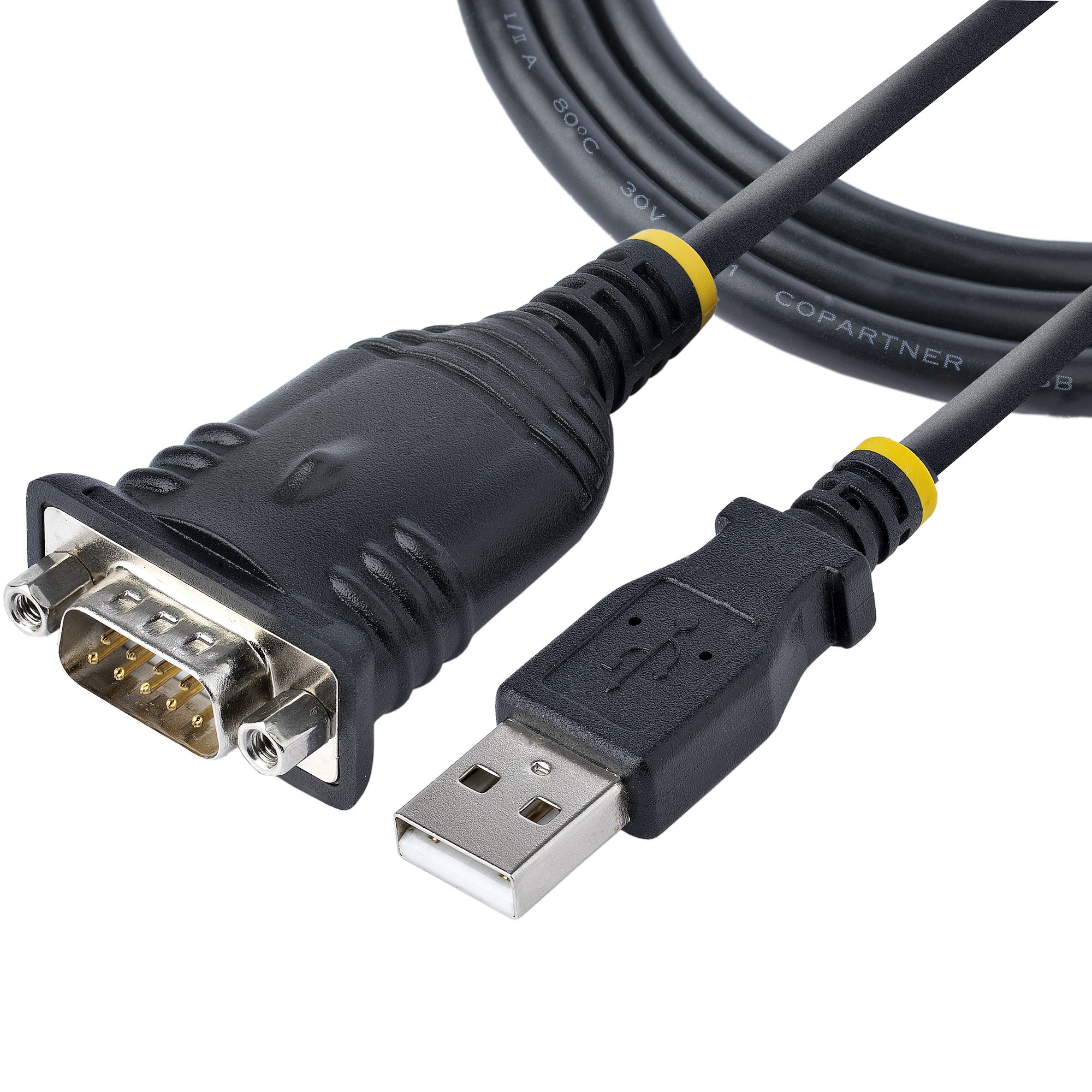 Image of StarTech.com 3ft (1m) USB to Serial Cable, DB9 Male RS232 to USB...