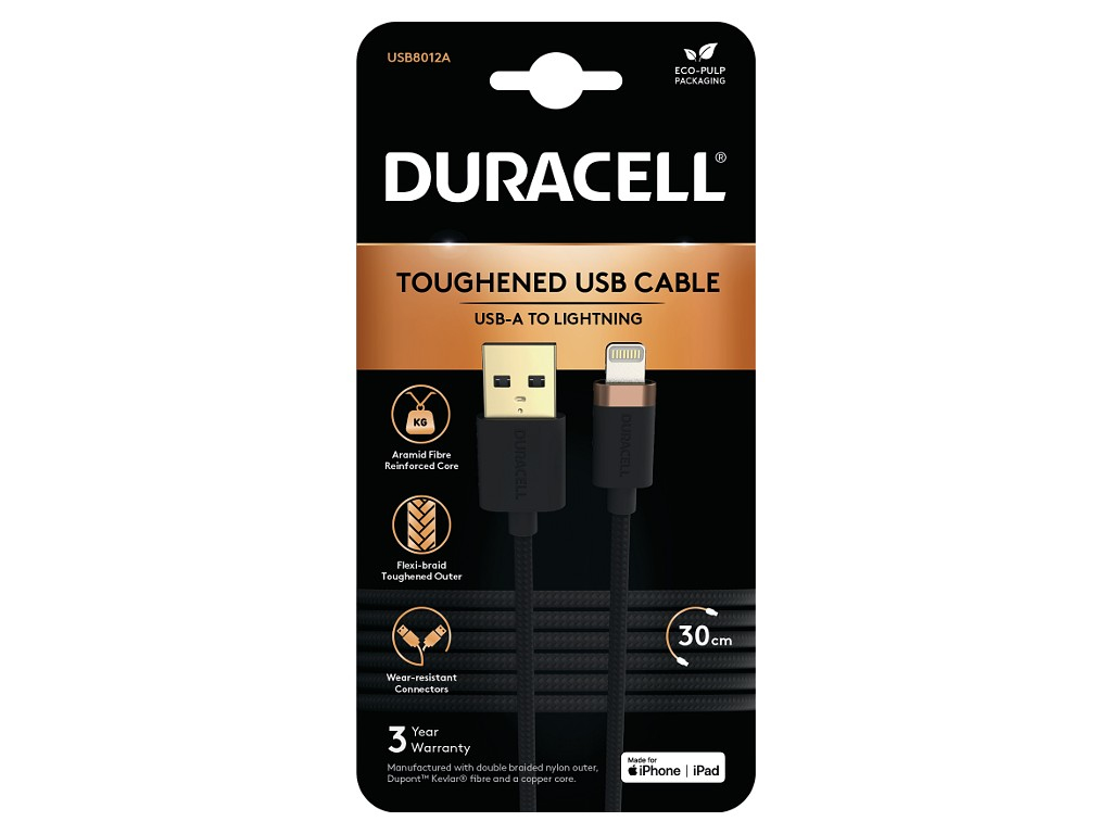 Duracell USB8012A lightning cable Black