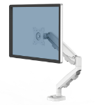 Fellowes Eppa Single Monitor Arm - Monitor Mount for 8KG 40 inch Screens - Ergonomic Adjustable Monitor Arm Desk Mount - Tilt 90° Swivel 360° Rotation 360°, VESA 75 x 75/100 x 100 - White
