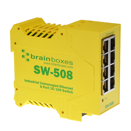 Image of Brainboxes SW-508 network switch Unmanaged Fast Ethernet (10/100)...