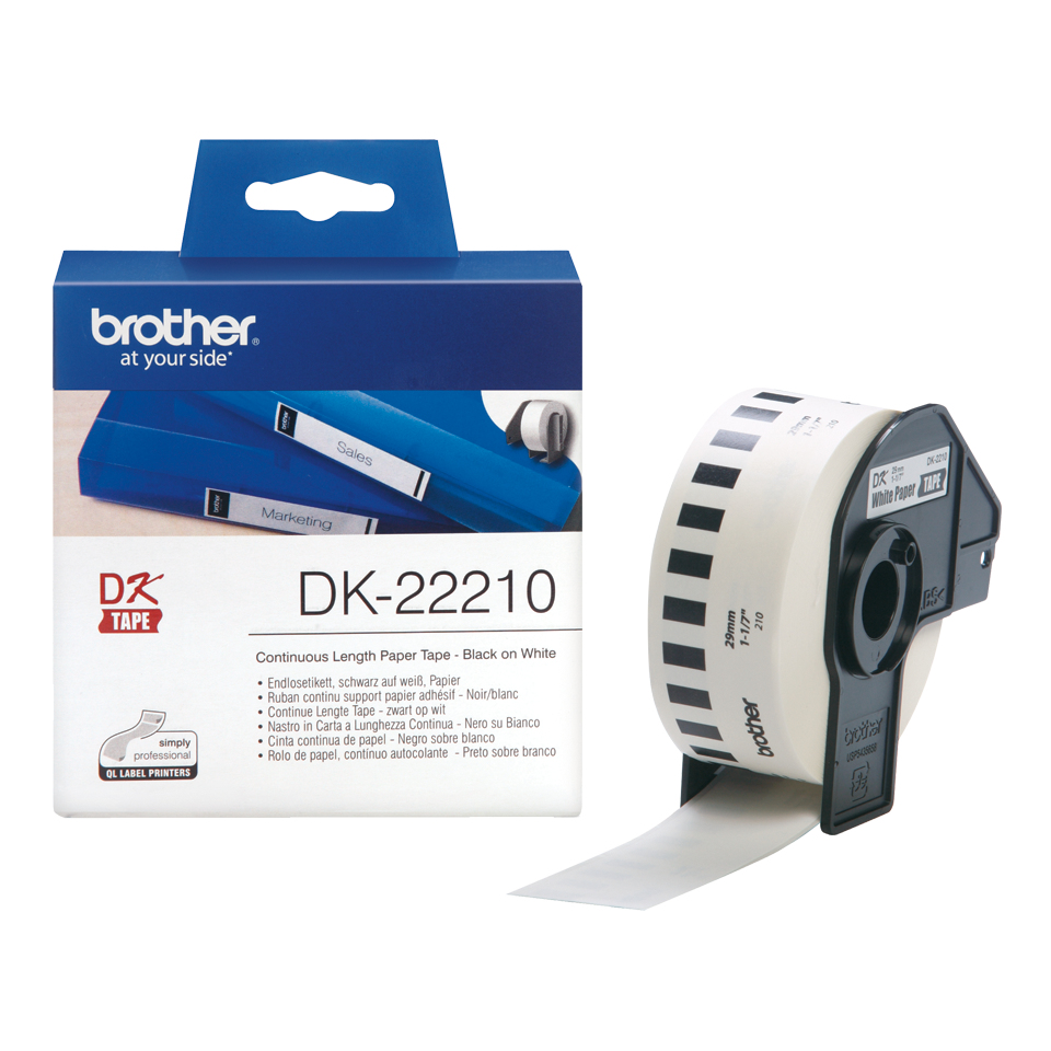 Image of Brother DK-22210 DirectLabel Etikettes white 29mm x 30,48m for...