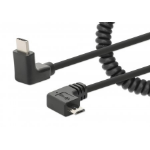 Manhattan USB-C to Micro-USB Charging Cable, 1m, Coiled Tangle-Resistant Design, Angled Connectors, Ideal for Charging Cabinets/Carts, Charge Only - No Data Sync, Black, Lifetime Warranty
