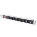 Digitus aluminum outlet strip with overload protection, 7 safety outlets, 2 m supply safety plug