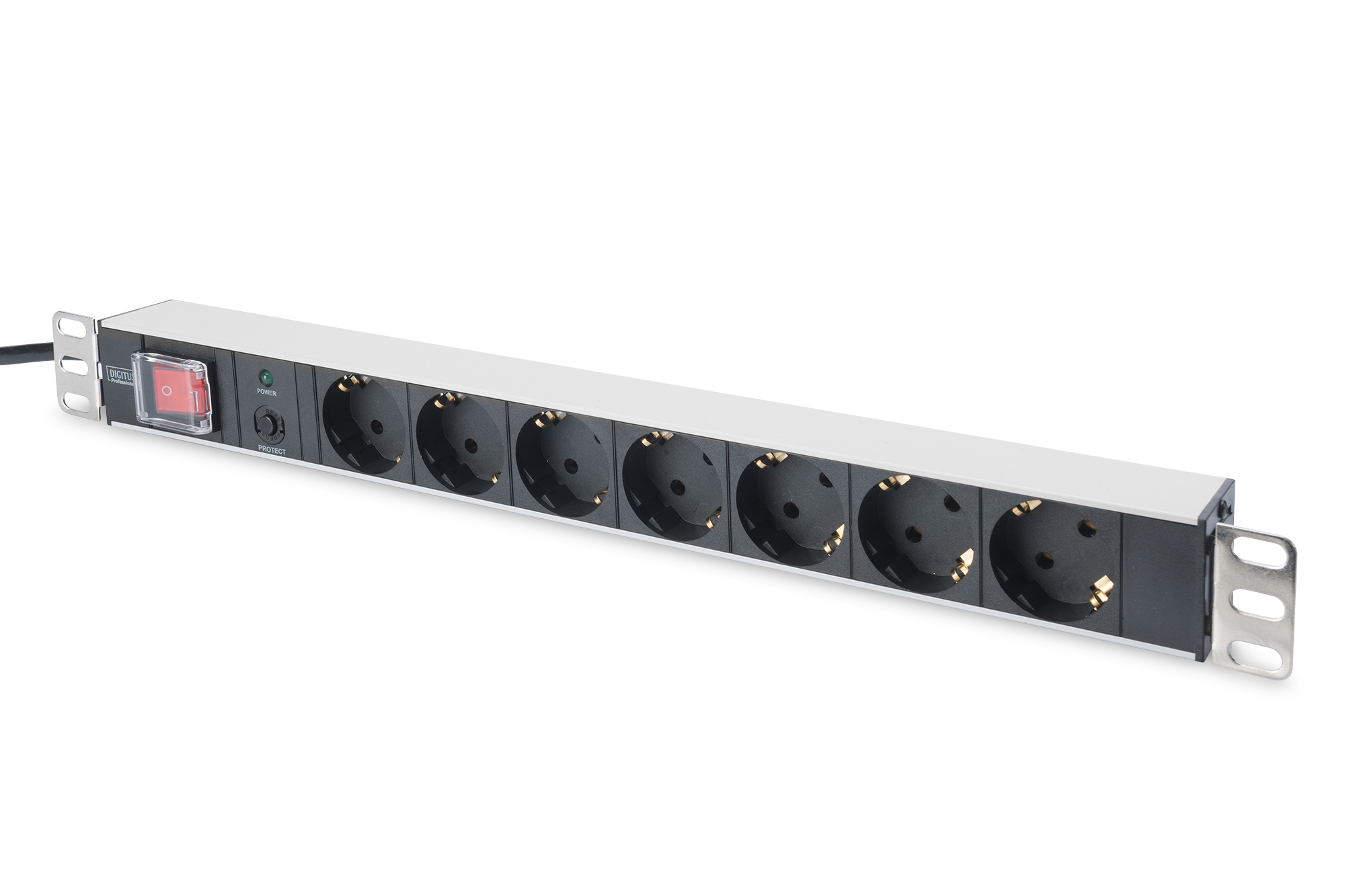 Image of Digitus aluminum outlet strip with overload protection, 7 safety...