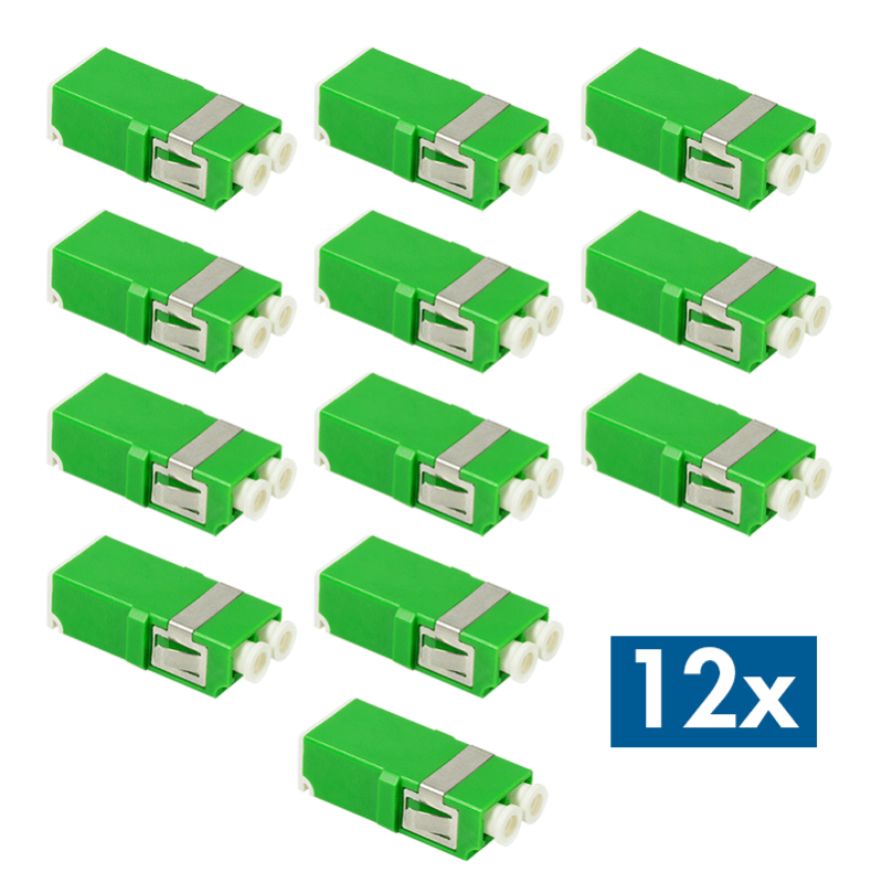 LogiLink Fiber Adapter LC Duplex, 12 pieces, without flange, green, internal laser protection