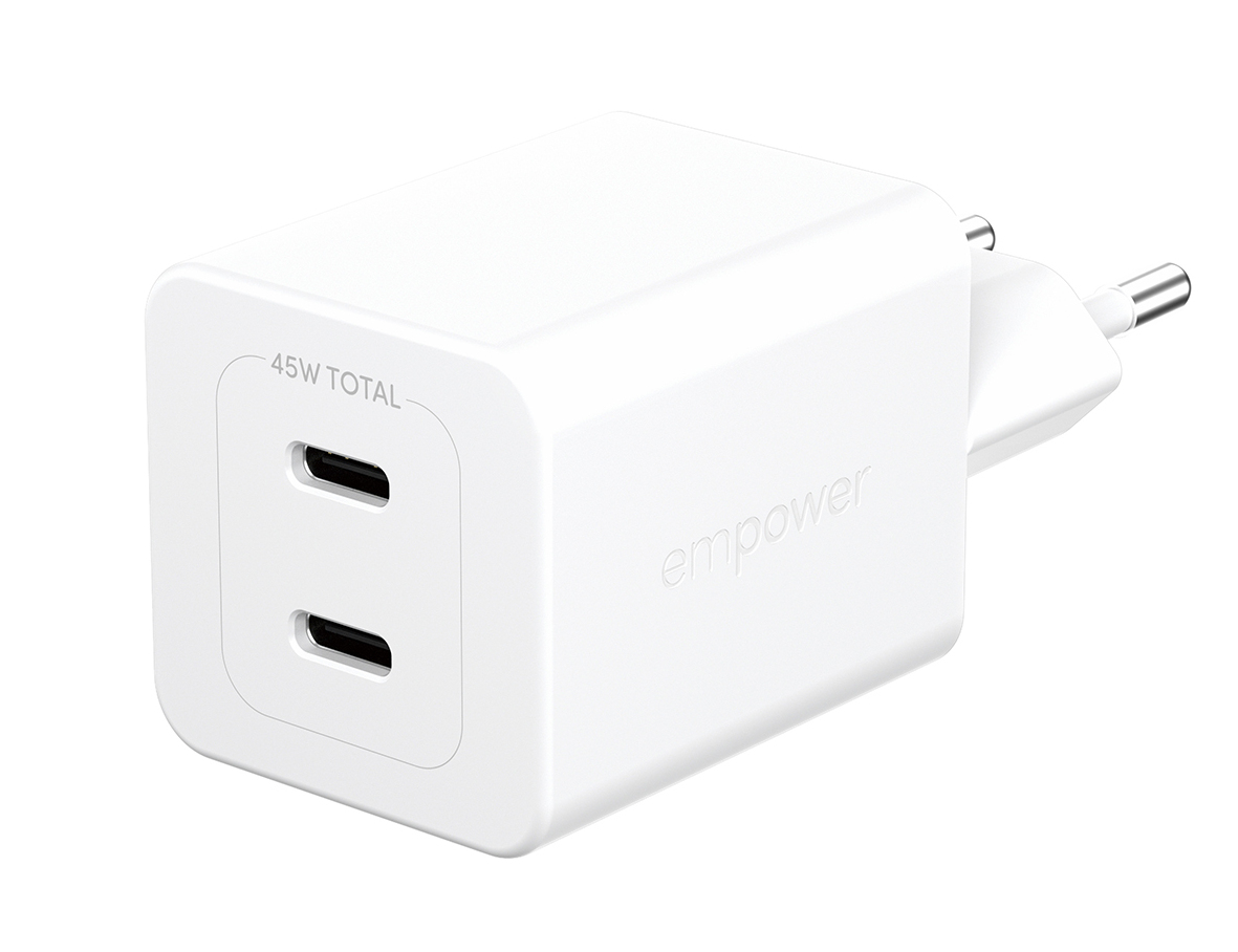 PanzerGlass empowerâ„¢ by Â® Turbo 45W Charger incl. 2 x USB-C | EU Plug | Silver White