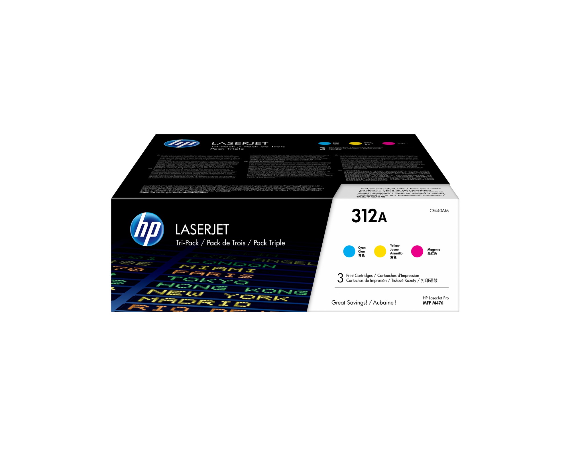 HP CF440AM/312A Toner cartridge MultiPack cyan magenta yellow, 3x2.7K pages ISO/IEC 19798 Pack=3 for HP CLJ Pro M 476