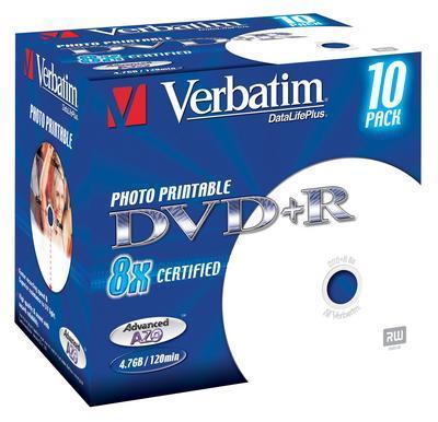 Verbatim DVD+R 4.7GB 8x AdvAZO JC 10pk Printable