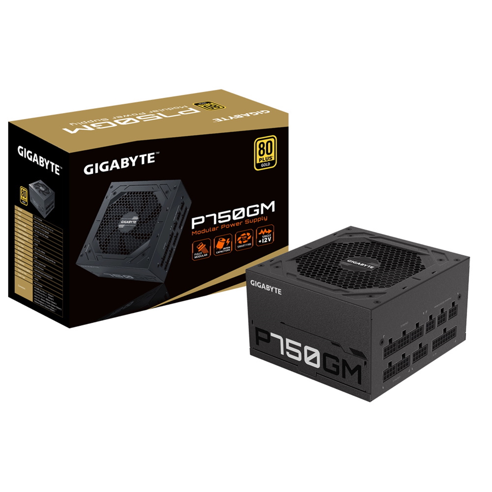 Image of Gigabyte P750GM 750W PSU, 120mm Smart Hydraulic Bearing Fan, 80...