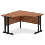 Dynamic Impulse W1200 x D1200/600 x H730mm Corner Desk With Cable Management Ports & Modesty Panel Cantilever Leg Walnut Finish Black Frame - MI003252 DD