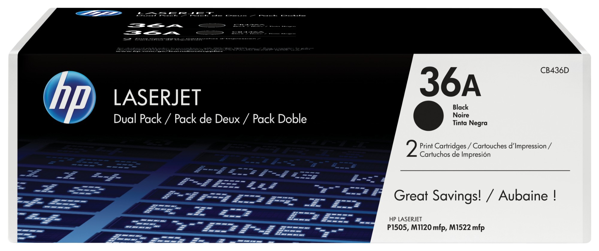 HP CB436AD/36A Toner cartridge black twin pack. 2x2K pages/5% Pack=2 f