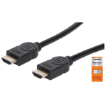 Manhattan HDMI Cable with Ethernet, 4K@60Hz (Premium High Speed), 9m, Male to Male, Black, Ultra HD 4k x 2k, Fully Shielded, Gold Plated Contacts, Lifetime Warranty, Polybag