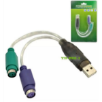 Microconnect USBA2PS2 PS/2-kabel 0,3 m 2x 6-p Mini-DIN USB A Grijs