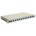 Equip 12-Port Fiber Optic Splice Box, LC Duplex, OS2, 1U, Equipped, Grey