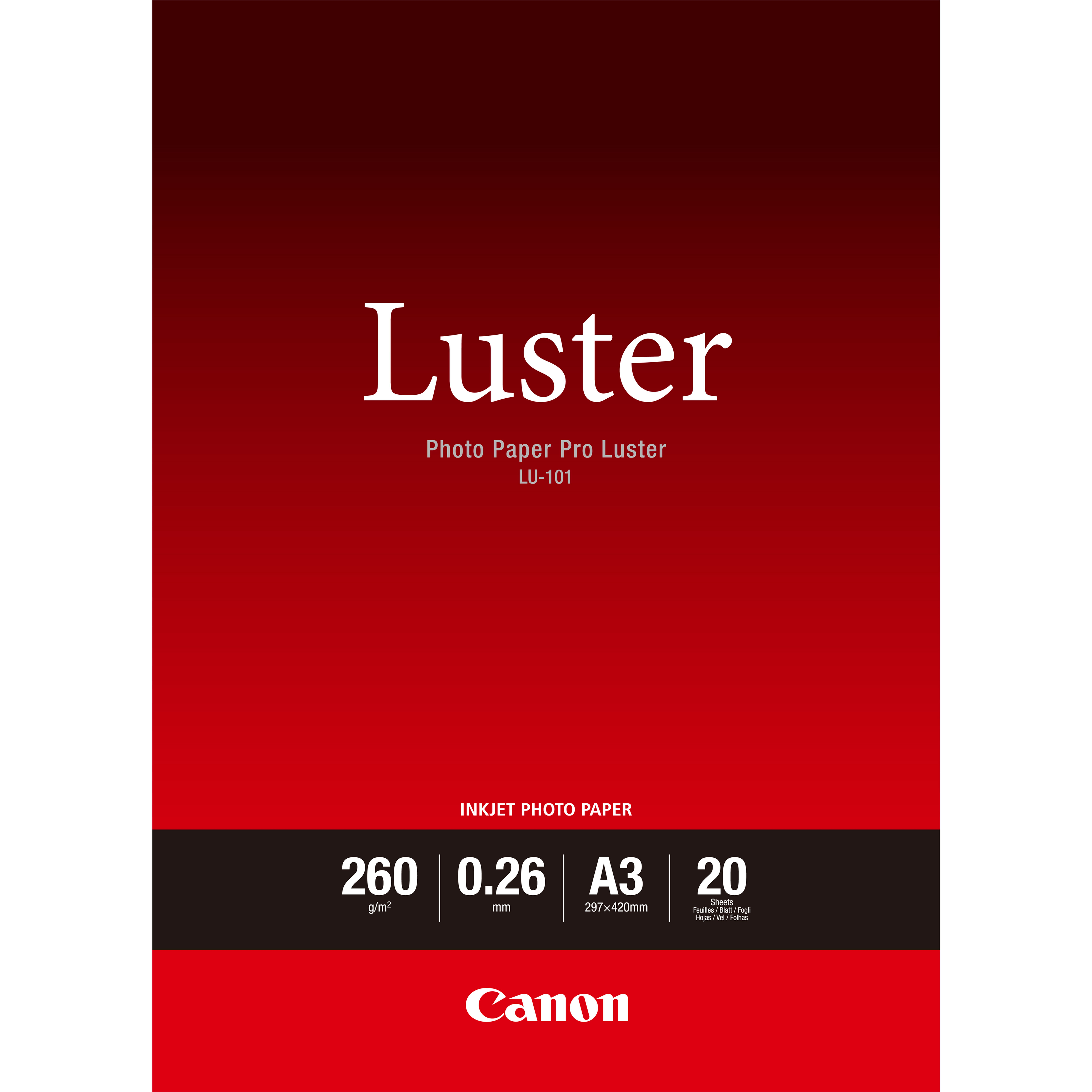 Image of Canon LU-101 Luster Photo Paper Pro A3 - 20 Sheets