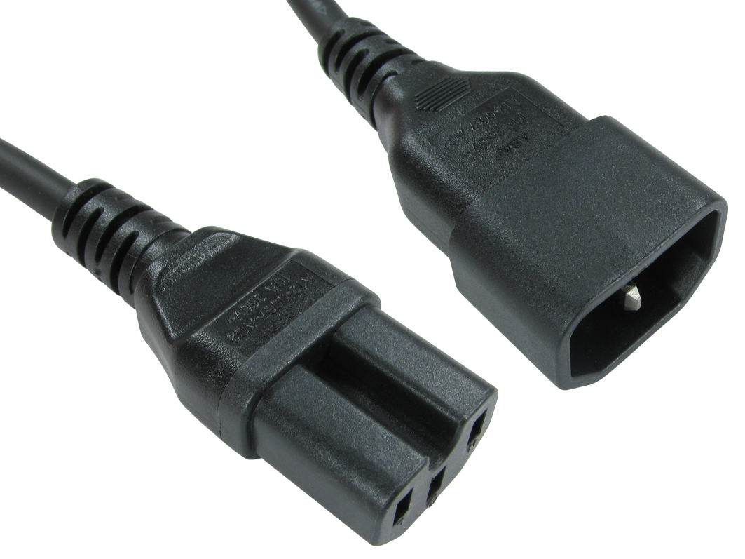 Image of Cables Direct C14 - C15 1.8m Black C14 coupler C15 coupler