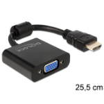 DeLOCK 65512 video cable adapter 0.254 m VGA (D-Sub) HDMI Type A (Standard) Black