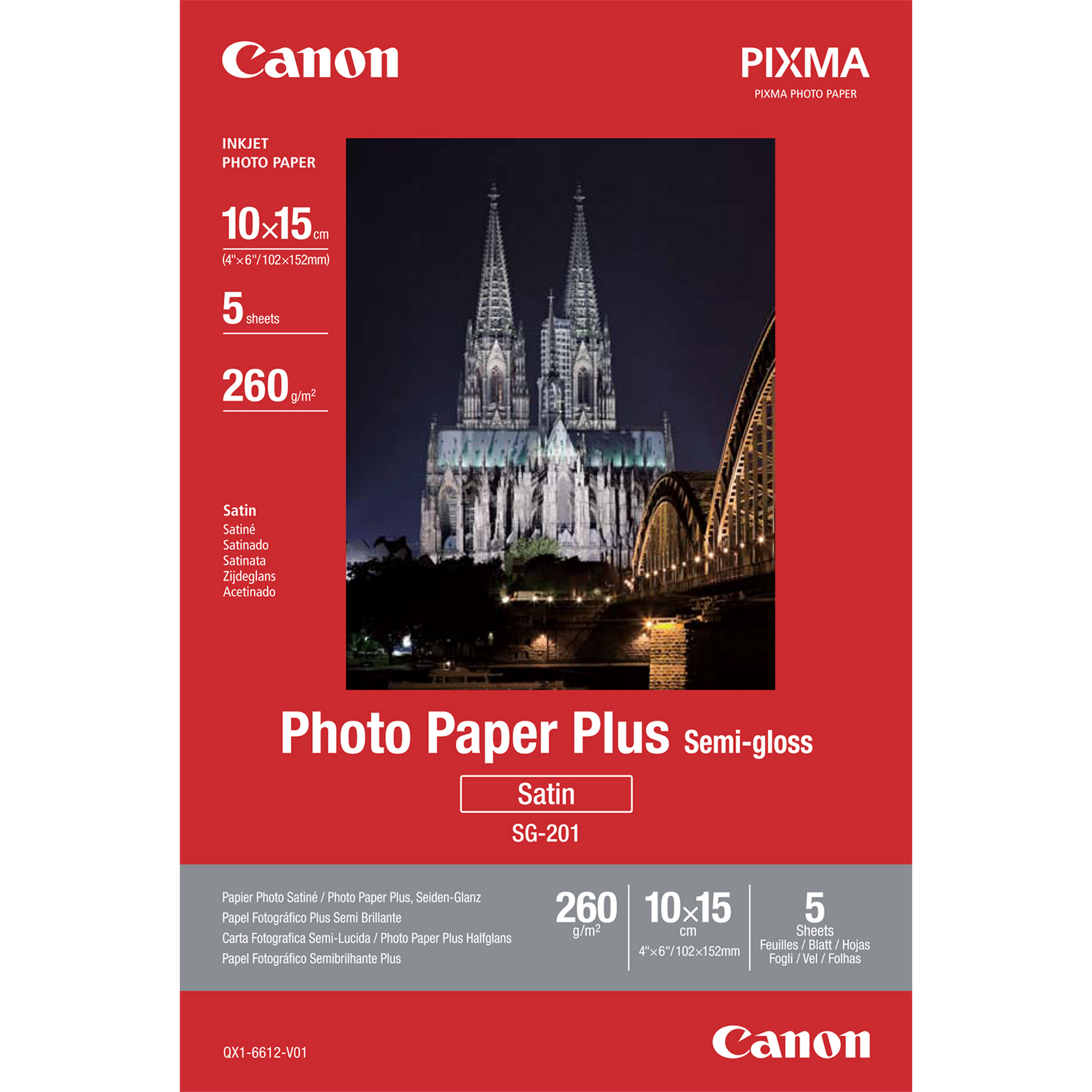 Image of Canon SG-201 Semi-Gloss Photo Paper Plus 10x15cm - 5 Sheets