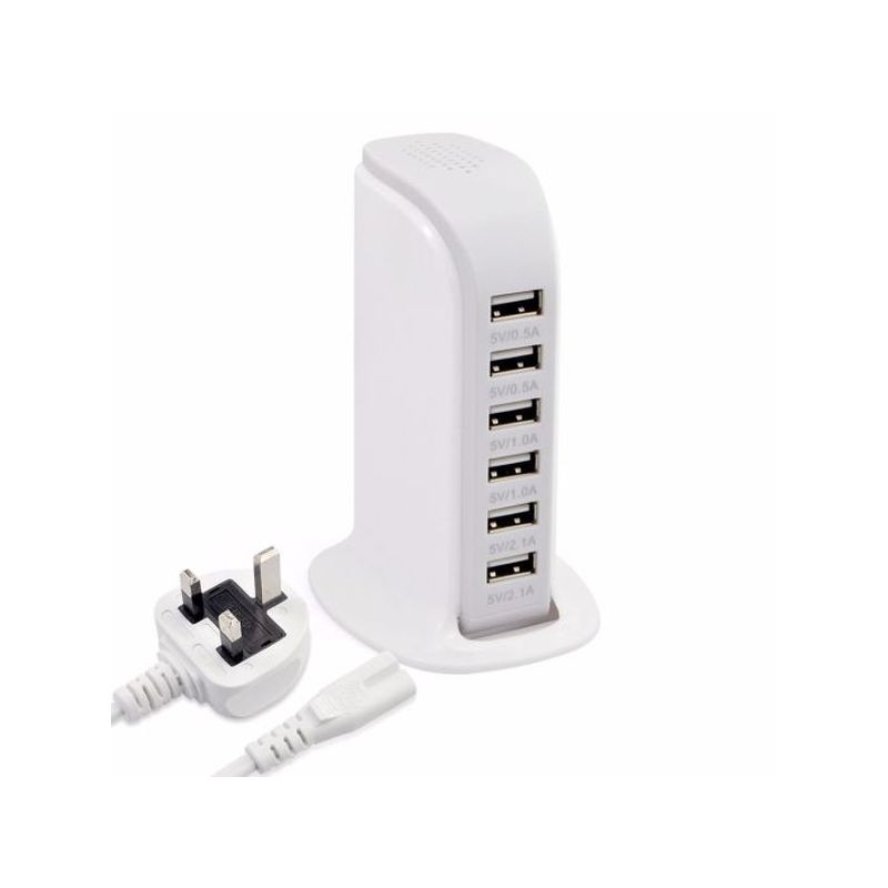 Image of FDL 6 PORT USB A MAINS CHARGER / PSU 30W - WHITE