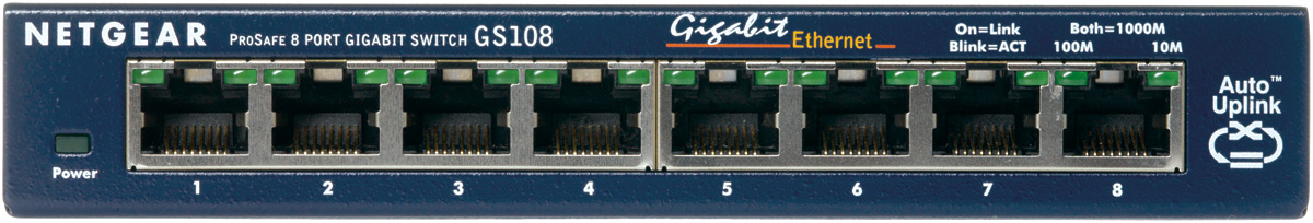 NETGEAR GS108GE network switch Unmanaged Gigabit Ethernet (10/100/1000) Blue