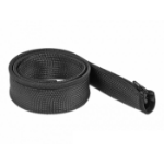 DeLOCK Braided Sleeve with zip fastener heat-resistant 1 m x 50 mm black