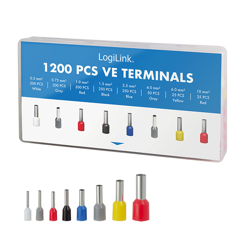 LogiLink Wire end ferrules set with 1200 insulated ferrules�0.5 - 10 mm�