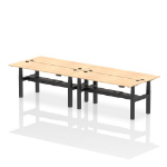 Dynamic Air Back-to-Back W1800 x D600mm Height Adjustable Sit Stand 4 Person Bench Desk With Cable Ports Maple Finish Black Frame - HA02550 DD