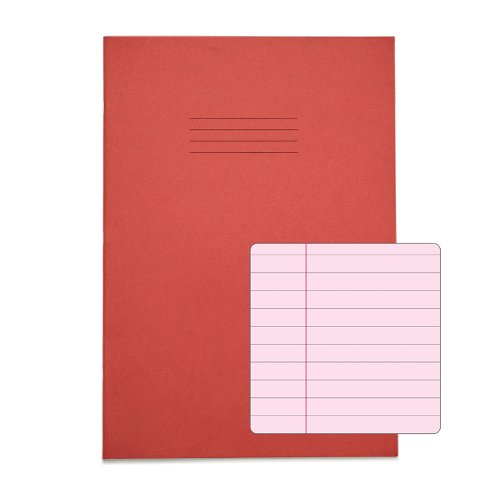 Image of Rhino A4 Special Exercise Book 48 Page, Red with Tinted Pink...