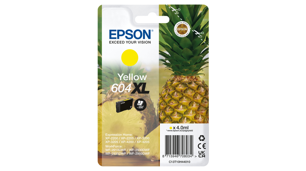 Image of Epson C13T10H44010/604XL Ink cartridge yellow high-capacity, 350...