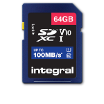 Integral 64GB SD CARD SDXC UHS-1 U1 CL10 V10 UP TO 100MBS READ