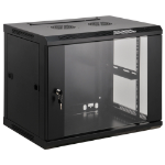 Intellinet Network Cabinet, Wall Mount (Standard), 12U, 600mm Deep, Black, Assembled, Max 60kg, Metal & Glass Door, Back Panel, Removeable Sides, Suitable also for use on a desk or floor, 19