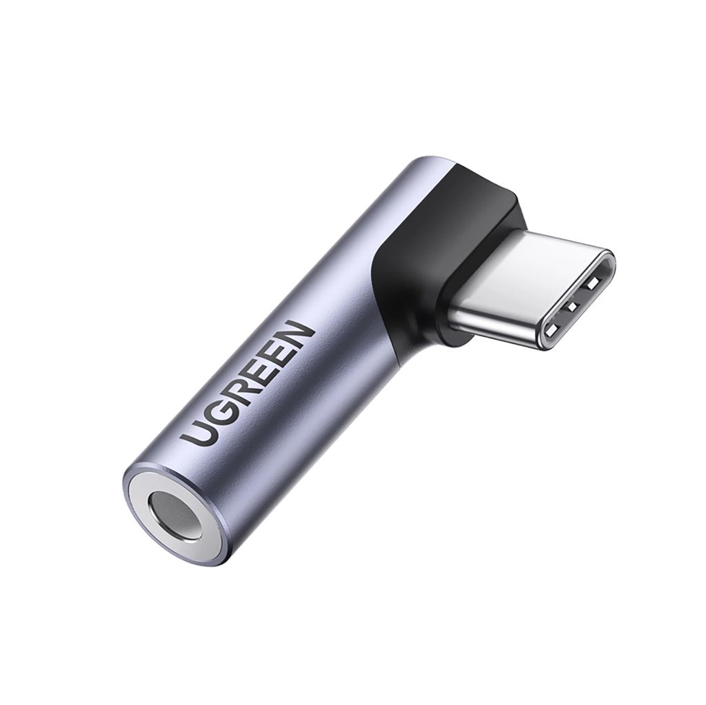 EU Product - USB-C adapter (male) angled to mini jack 3.5 mm (female) - gray thumbnail