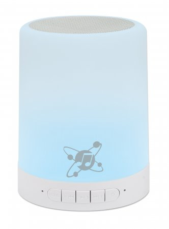 Manhattan Sound Science Bluetooth Speaker (Clearance Pricing), 5 hour Playback time, Range 10m, microSD card reader (32GB), Aux 3.5mm connector, Output 3W, USB-A charging cable included, 1200mAH battery, Bluetooth v5, Built-in hanger, White, 3 Year Warran