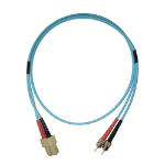 Videk 50/125 OM4 ST to SC Duplex Fibre Optic Patch Cable Aqua 10Mtr