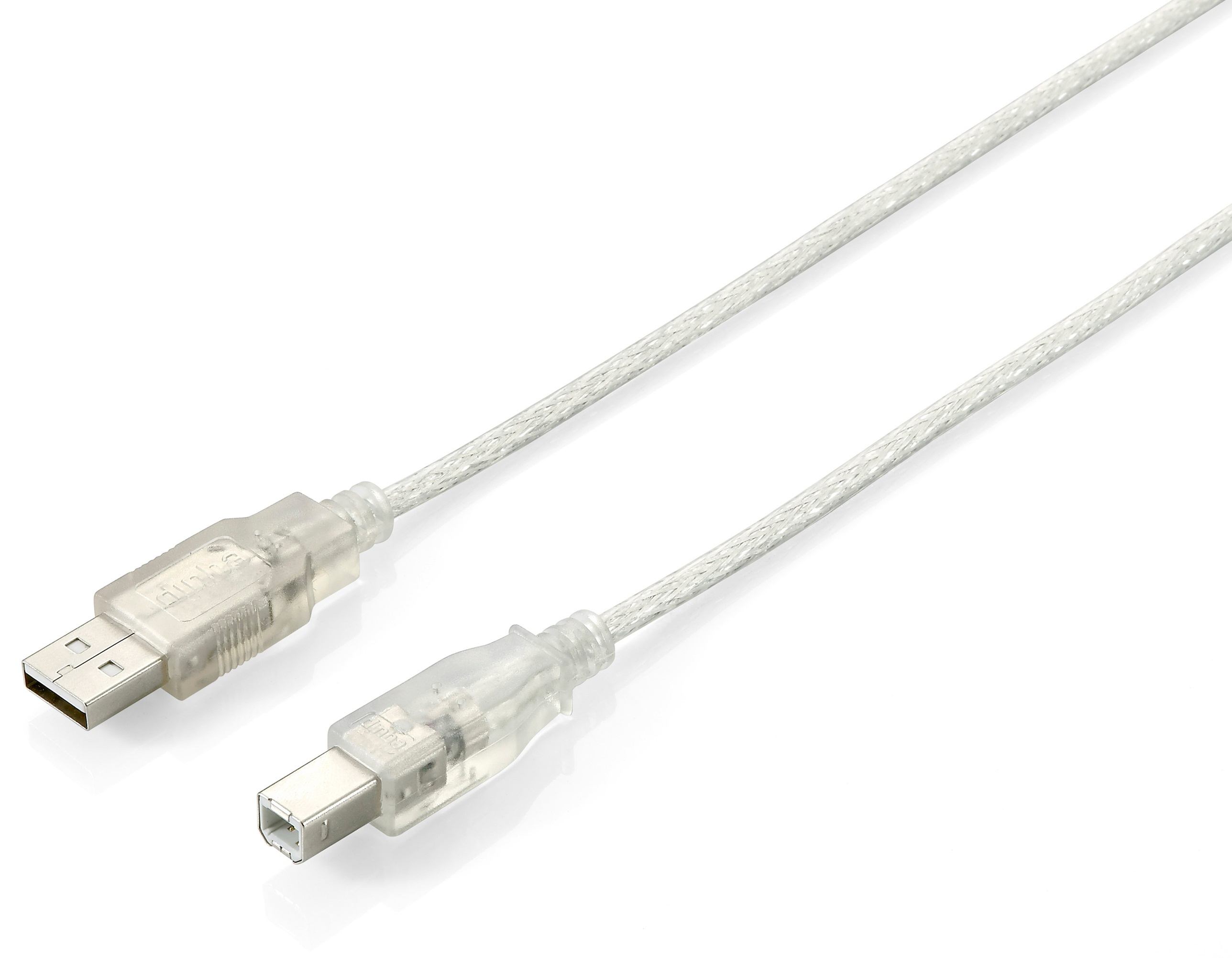 Image of Equip USB 2.0 Type A to Type B Cable, 1.8m , Transparent silver