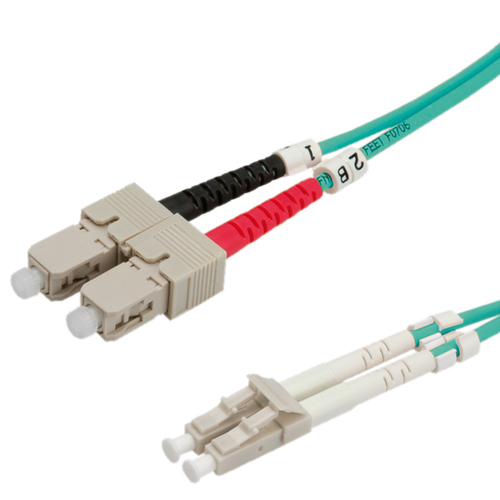 Value Fibre Optic Jumper Cable, 50/125µm, LC/SC, OM3, turquoise 0.5 m fiberoptikkablar Turkos