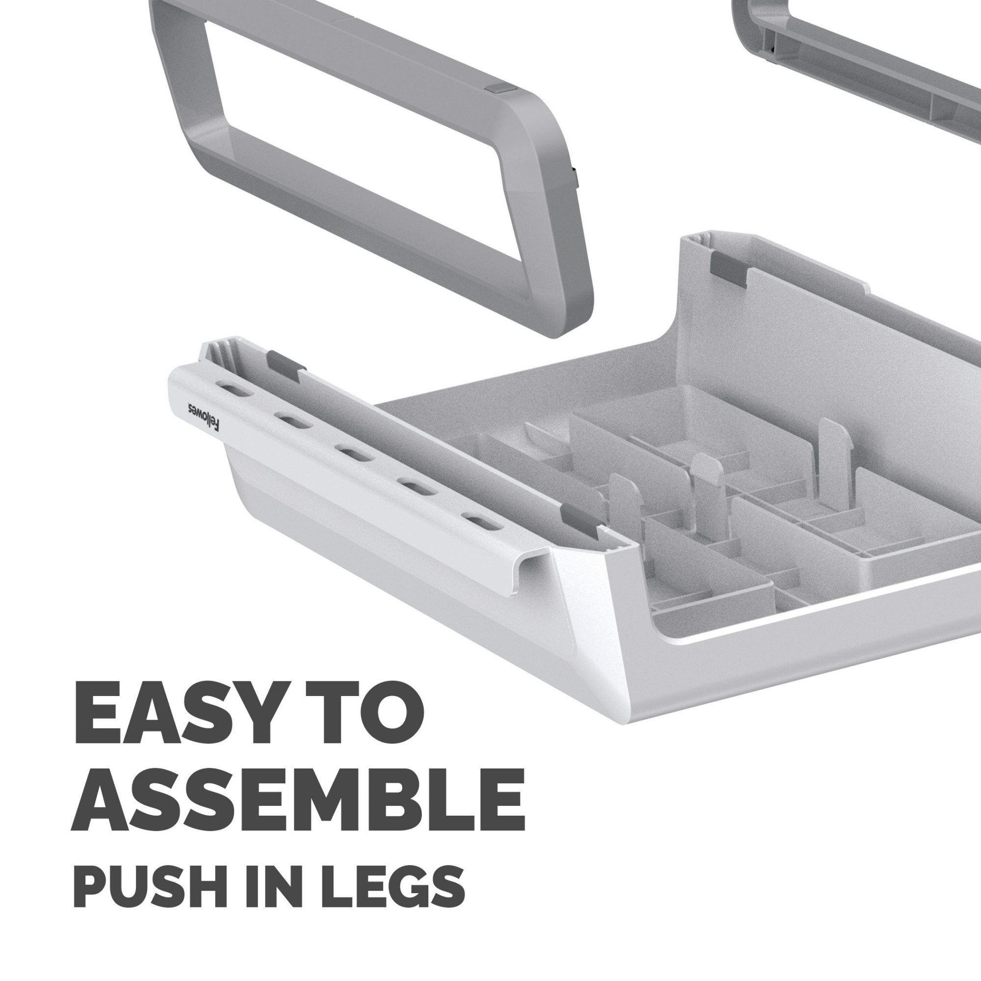 Fellowes Computer Monitor Stand with 3 Height Adjustments - Breyta Monitor Riser with Cable Management - Ergonomic Adjustable Monitor Stand for Computers - Max Weight 15KG - White