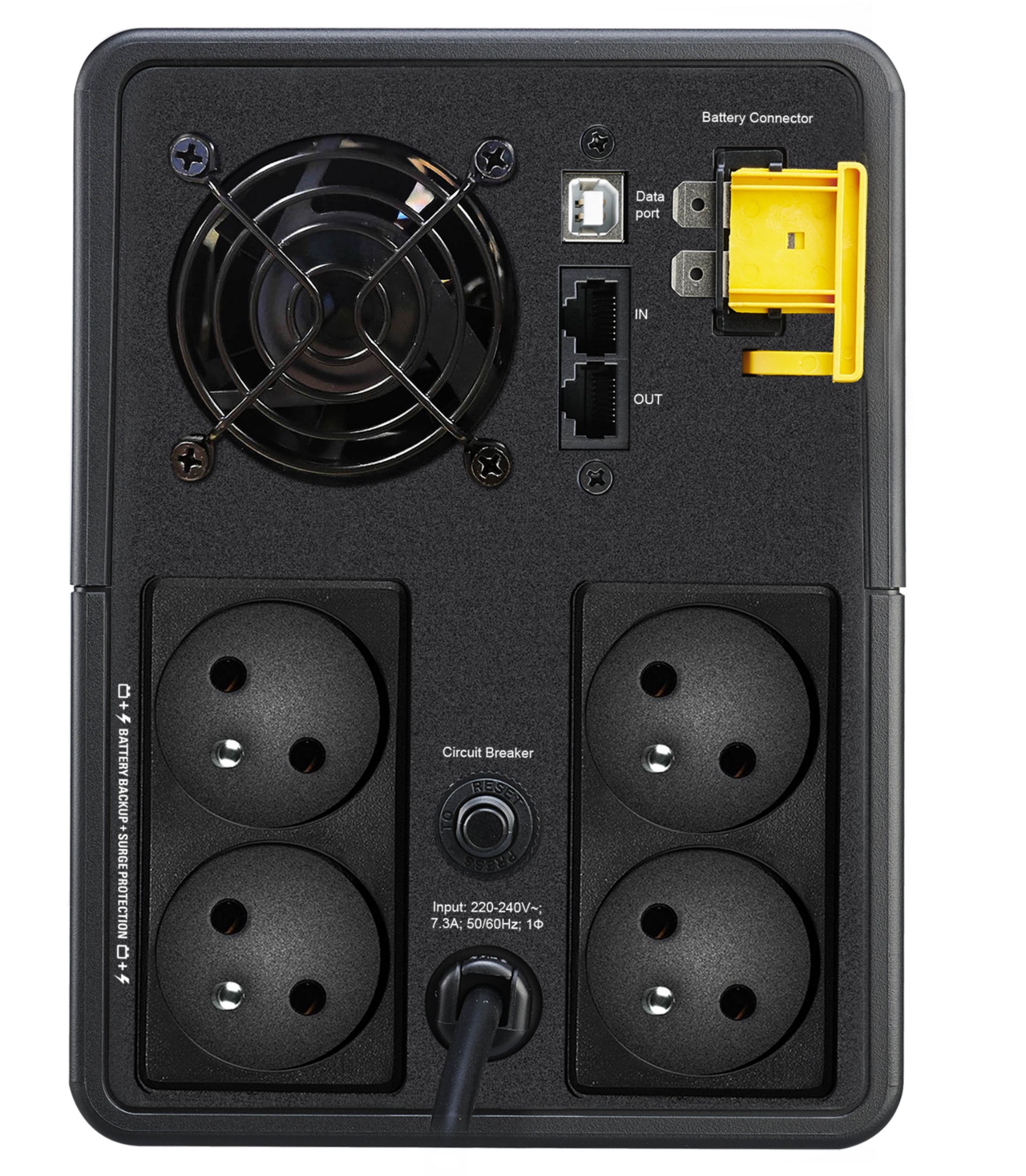 APC Back-UPS. 1600VA. Tower. 230V. 4x CEE 7/5 French Schuko outlets. A