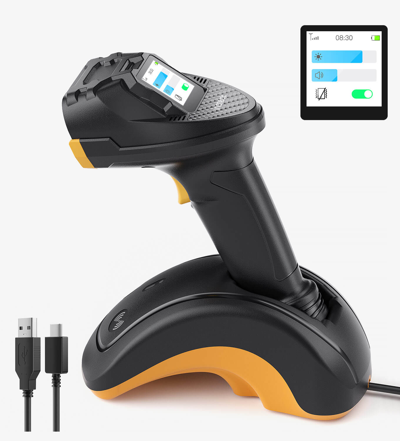 Inateck PRO 8 Handheld bar code reader 1D/2D CCD / CMOS Yellow, Black