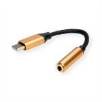ROLINE 12.03.3223 mobile phone cable Black, Gold 0.13 m USB C 3.5mm