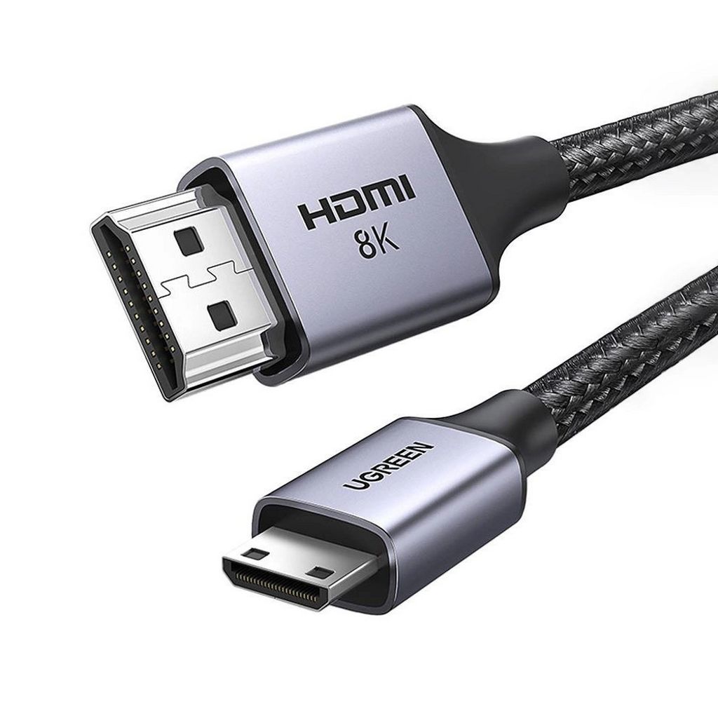 EU Product - Mini HDMI to HDMI 2.1 Cable, 8K, 1m - Gray thumbnail