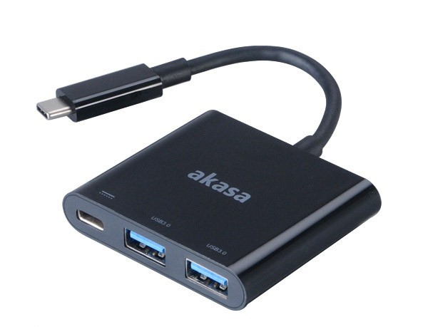 Akasa Type-C power delivery adapter with two-port USB 3.0 hub