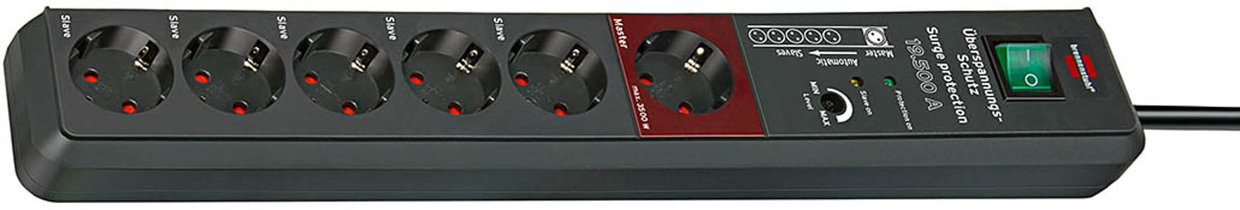 Image of Brennenstuhl Secure-Tec 19.500A Anthracite 6 AC outlet(s) 3 m