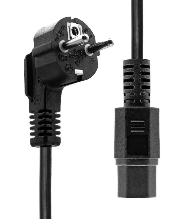 Image of ProXtend Angled Type F (Schuko) to C15 Power Cord Black 2m