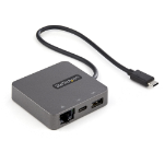 StarTech.com USB-C-multiportadapter - USB 3.1 Gen 2 Type-C-mini dockningsstation - USB-C till 4K HDMI eller 1080p VGA-video - 10 Gbit/s USB-A USB-C, GbE - Bärbar resedocka för bärbar dator - Fungerar med Thunderbolt 3