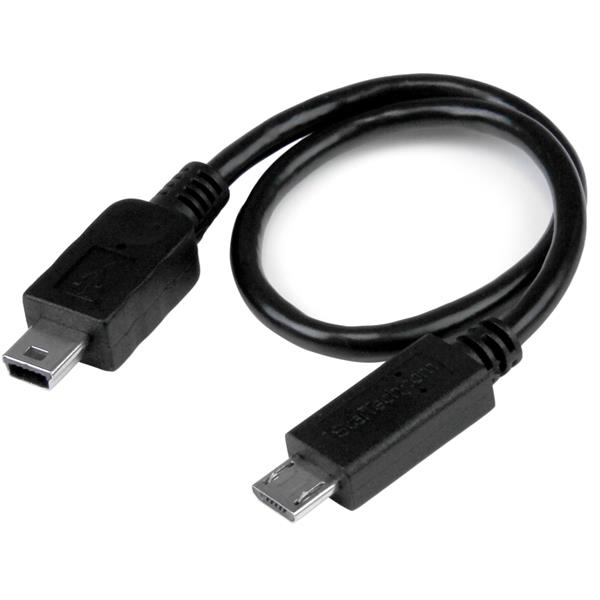 Image of StarTech.com USB OTG Cable - Micro USB to Mini USB - M/M - 8 in.