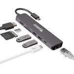Plugable Technologies 7-in-1 USB C Hub Multiport Adapter with Ethernet - 87W Charging