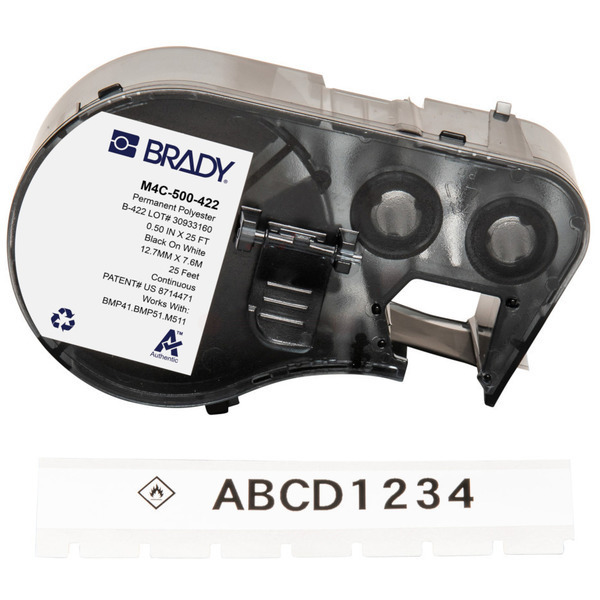 Brady M4C-500-422/R6000HF DirectLabel Etikettes Polyester black on whi